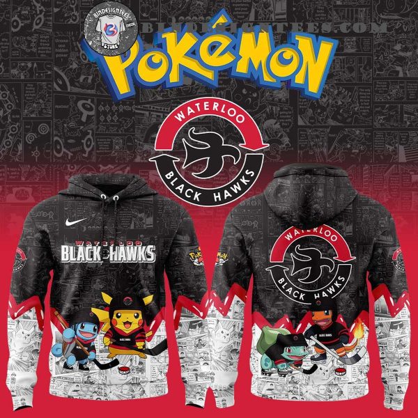 Waterloo Black Hawks x Pokemon For Fans 2025 Special New Hoodie Longpants Cap